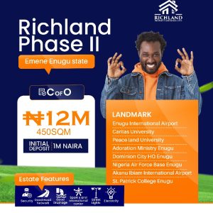Richland Estate Phase 2, Emene, Enugu (Full Plot)