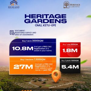 Heritage Garden Estate, Omu-Epe, Lagos (Full Plot)
