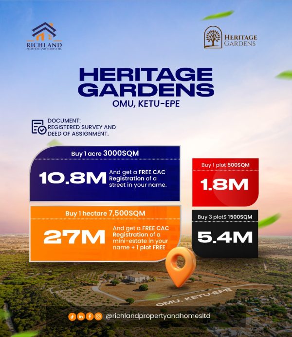 Heritage Garden Estate, Omu-Epe, Lagos (Full Plot)